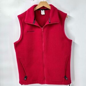Columbia Women's Fleece Vest - Red with Black Columbia Logo